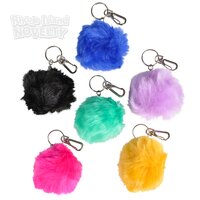 3" Furry Pom Pom Clip-On Keychains