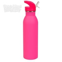 24oz Stainless Steel Rubber Coated Neon Pink Bottle